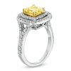 Thumbnail Image 2 of 1.95 CT. T.W. Certified Cushion-Cut Yellow Diamond Frame Engagement Ring in 18K White Gold (P/SI2)