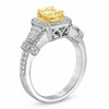 Thumbnail Image 2 of 1.20 CT. T.W. Certified Cushion-Cut Yellow Diamond Frame Engagement Ring in 18K White Gold (P/SI2)