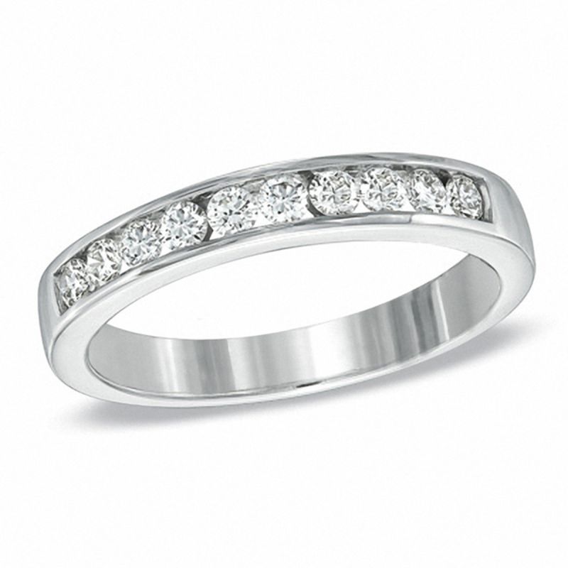 Main Image 1 of 0.37 CT. T.W. Certified Diamond Wedding Band in 18K White Gold (H/VS2)