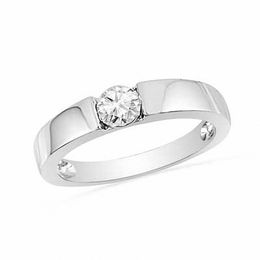 White Lab-Created Sapphire Solitaire Ring in Sterling Silver