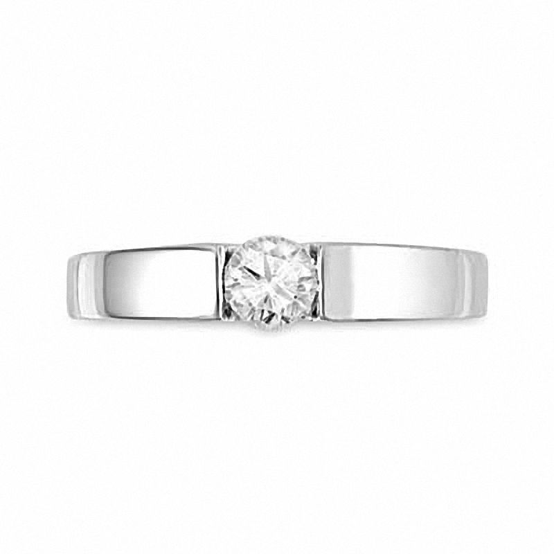 Main Image 2 of White Lab-Created Sapphire Solitaire Ring in Sterling Silver