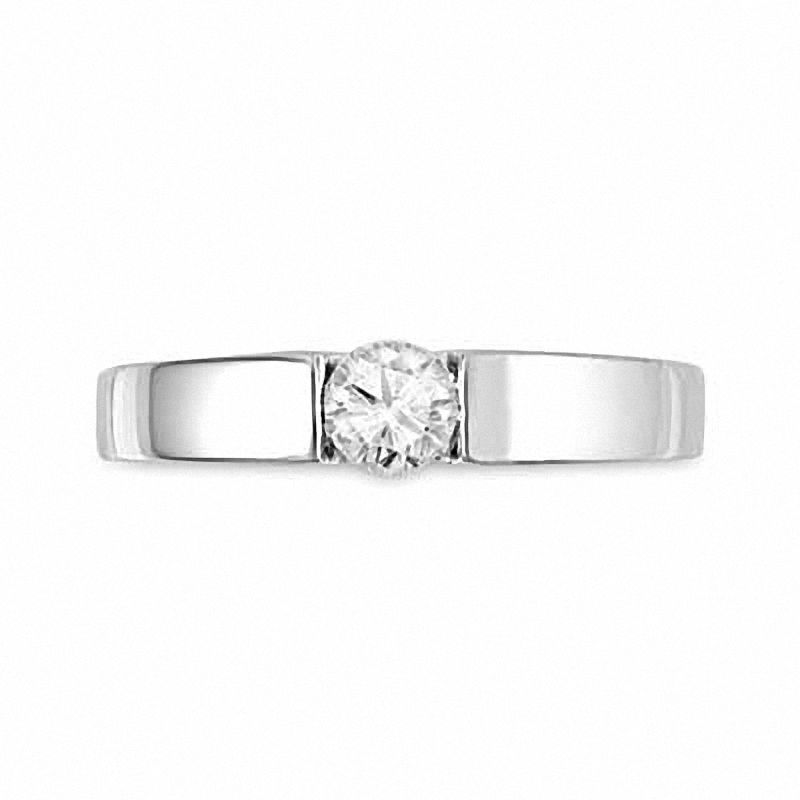 White Lab-Created Sapphire Solitaire Ring in Sterling Silver