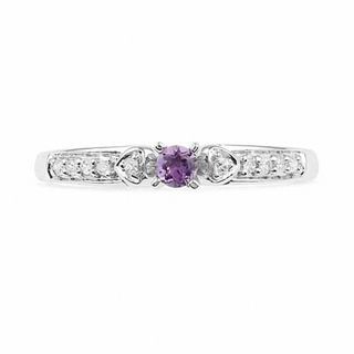 Amethyst and Diamond Accent Fashion Ring in 10K White Gold