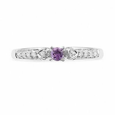 Amethyst and Diamond Accent Fashion Ring in 10K White Gold