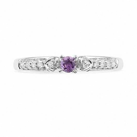 Amethyst and Diamond Accent Fashion Ring in 10K White Gold