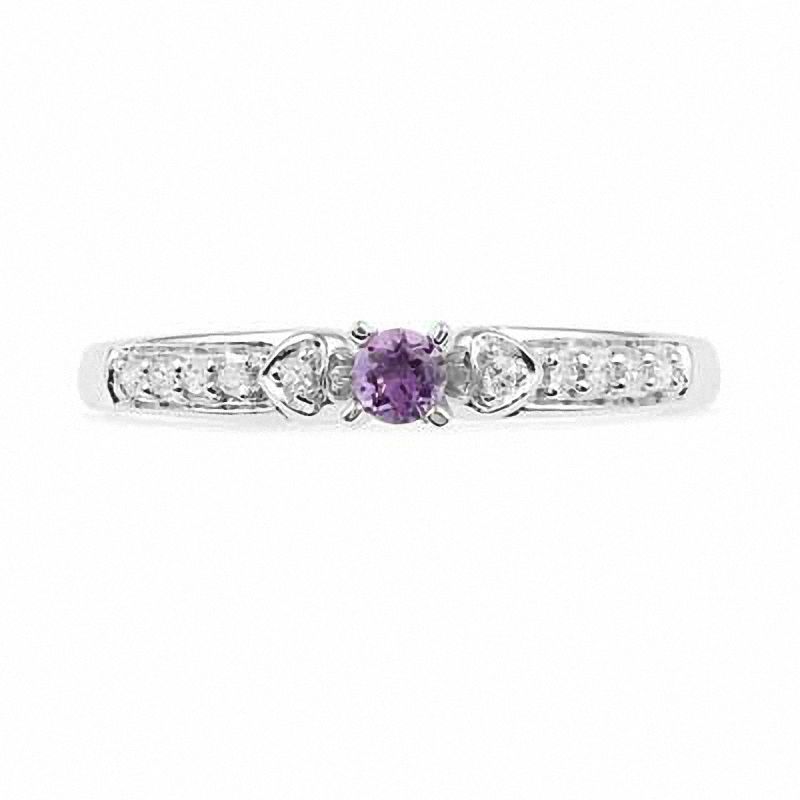 Amethyst and Diamond Accent Fashion Ring in 10K White Gold