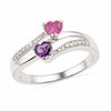 Thumbnail Image 0 of Heart-Shaped Amethyst, Lab-Created Pink Sapphire and Diamond Accent Ring in Sterling Silver