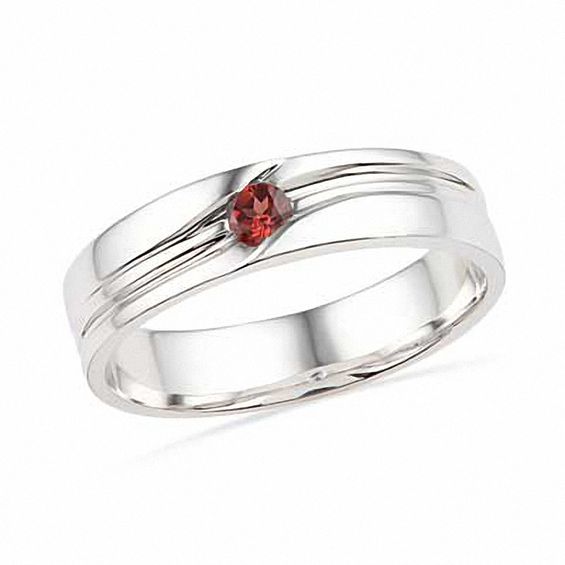 Men s Garnet Solitaire Ring in Sterling Silver Peoples Jewellers