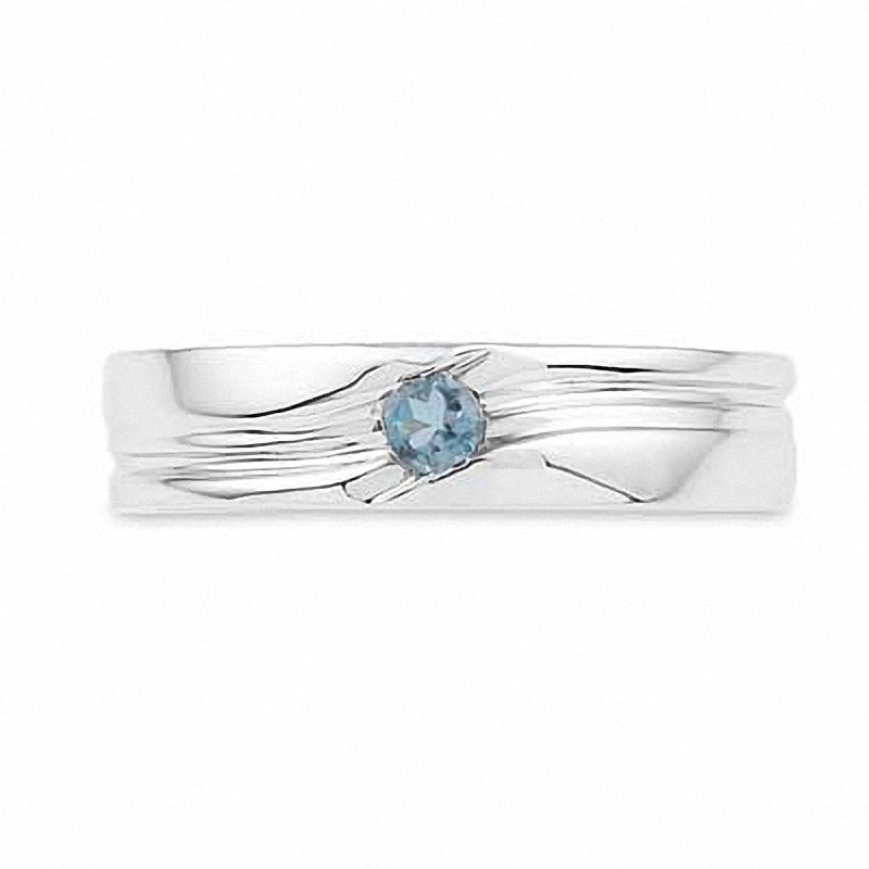 Main Image 2 of Men's Aquamarine Solitaire Ring in Sterling Silver