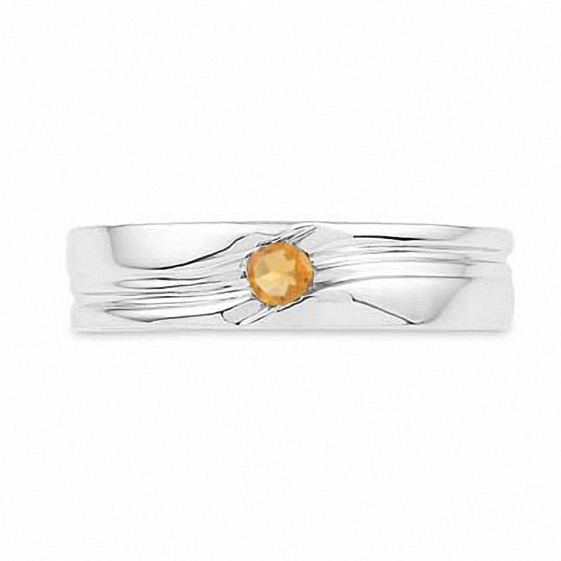 Main Image 2 of Men's Citrine Solitaire Ring in Sterling Silver