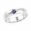 Thumbnail Image 1 of Men's Blue Lab-Created Sapphire Solitaire Ring in Sterling Silver