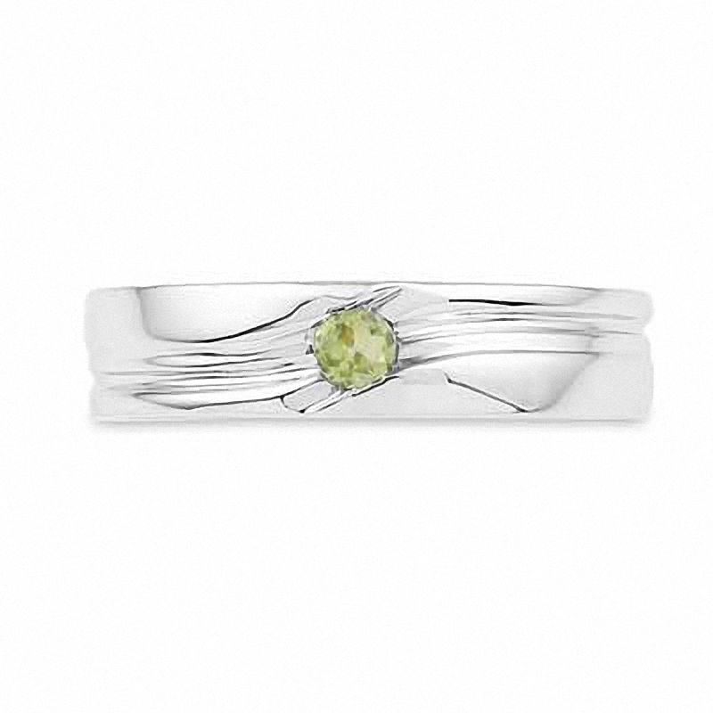 Main Image 2 of Men's Peridot Solitaire Ring in Sterling Silver