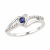 Thumbnail Image 0 of Lab-Created Blue Sapphire and Diamond Accent Heart Ring in Sterling Silver