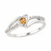 Citrine and Diamond Accent Heart Ring in Sterling Silver