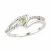Thumbnail Image 0 of Peridot and Diamond Accent Heart Ring in Sterling Silver