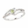 Thumbnail Image 1 of Peridot and Diamond Accent Heart Ring in Sterling Silver
