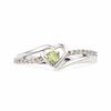 Thumbnail Image 1 of Peridot and Diamond Accent Heart Ring in Sterling Silver