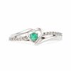 Thumbnail Image 2 of Lab-Created Emerald and Diamond Accent Heart Ring in Sterling Silver