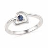 Thumbnail Image 0 of Blue Lab-Created Sapphire Heart Ring in Sterling Silver