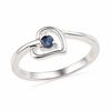 Thumbnail Image 1 of Blue Lab-Created Sapphire Heart Ring in Sterling Silver