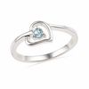 Thumbnail Image 1 of Aquamarine Heart Ring in Sterling Silver