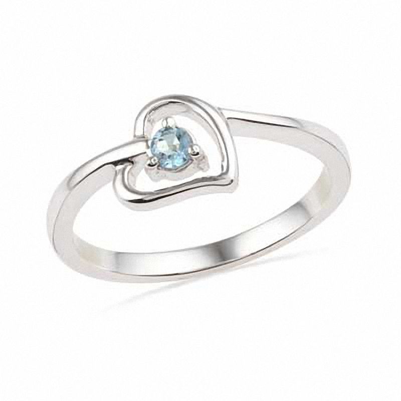 Aquamarine Heart Ring in Sterling Silver