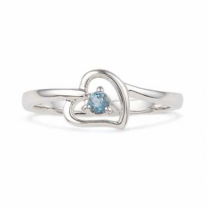 Main Image 2 of Aquamarine Heart Ring in Sterling Silver