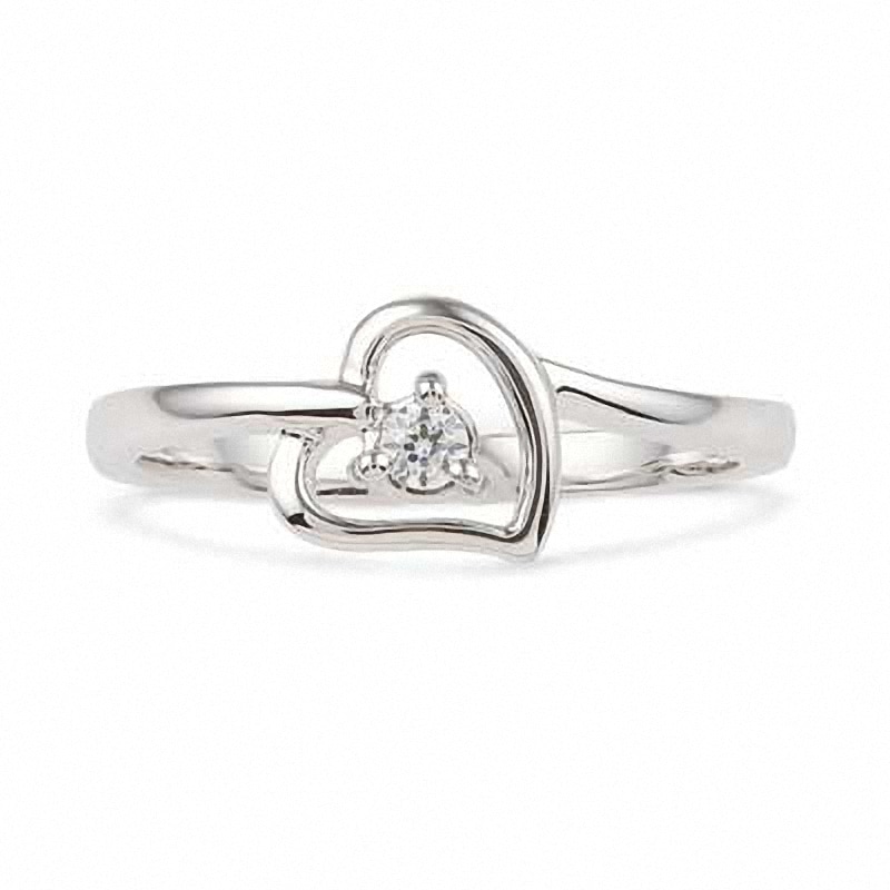 Lab-Created White Sapphire Heart Ring in Sterling Silver