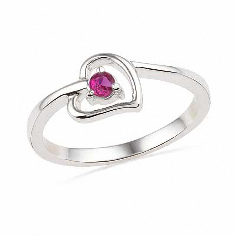 Lab-Created Ruby Heart Ring in Sterling Silver|Peoples Jewellers