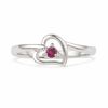 Thumbnail Image 1 of Lab-Created Ruby Heart Ring in Sterling Silver