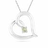 Thumbnail Image 0 of Peridot Tilted Heart Pendant in Sterling Silver