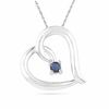 Thumbnail Image 0 of Blue Lab-Created Sapphire Tilted Heart Pendant in Sterling Silver