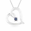 Blue Lab-Created Sapphire Tilted Heart Pendant in Sterling Silver