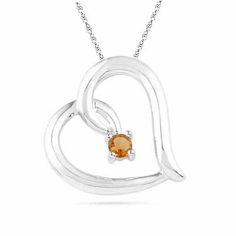 Citrine Tilted Heart Pendant in Sterling Silver|Peoples Jewellers
