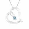 Thumbnail Image 0 of Aquamarine Tilted Heart Pendant in Sterling Silver