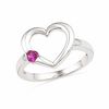 Lab-Created Ruby Heart Ring in Sterling Silver