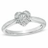 Thumbnail Image 1 of 0.37 CT. T.W. Princess-Cut and Round Diamond Heart-Shaped Composite Ring in 14K White Gold