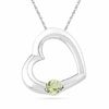 Thumbnail Image 0 of Peridot Tilted Heart Pendant in Sterling Silver