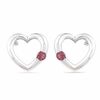 Thumbnail Image 1 of Garnet Heart Earrings in Sterling Silver