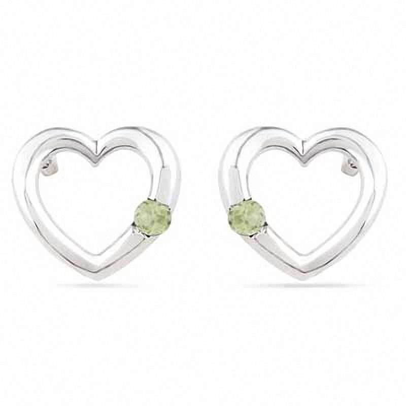 Peridot Heart Earrings in Sterling Silver