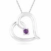 Thumbnail Image 1 of Amethyst Tilted Heart Pendant in Sterling Silver