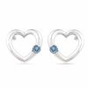 Thumbnail Image 1 of Aquamarine Heart Earrings in Sterling Silver