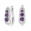 Thumbnail Image 1 of Amethyst and 0.25 CT. T.W Diamond Triple Loop Earrings in Sterling Silver