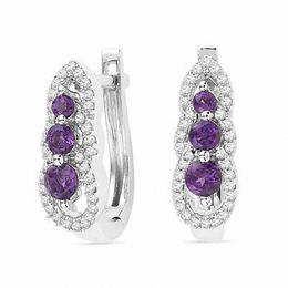 Amethyst and 0.25 CT. T.W Diamond Triple Loop Earrings in Sterling Silver