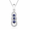 Thumbnail Image 0 of Lab-Created Blue Sapphire and 0.12 CT. T.W Diamond Triple Loop Pendant in Sterling Silver
