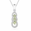 Thumbnail Image 0 of Peridot and 0.12 CT. T.W Diamond Triple Loop Pendant in Sterling Silver