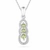 Thumbnail Image 1 of Peridot and 0.12 CT. T.W Diamond Triple Loop Pendant in Sterling Silver