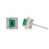 Thumbnail Image 0 of Princess-Cut Lab-Created Emerald and 0.12 CT. T.W Diamond Earrings in 10K White Gold