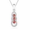 Thumbnail Image 1 of Garnet and 0.12 CT. T.W Triple Loop Pendant in Sterling Silver