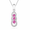 Thumbnail Image 0 of Lab-Created Ruby and 0.12 CT. T.W Diamond Triple Loop Pendant in Sterling Silver